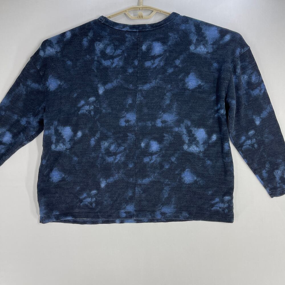 Old Navy Sweater Sweatshirt Women XL Blue Black Tie Dye Print Casual Lightweight - Picture 3 of 7